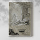 Canvas art print of a figure resting in a softly lit decorative interior with a soft shadow on a white background.