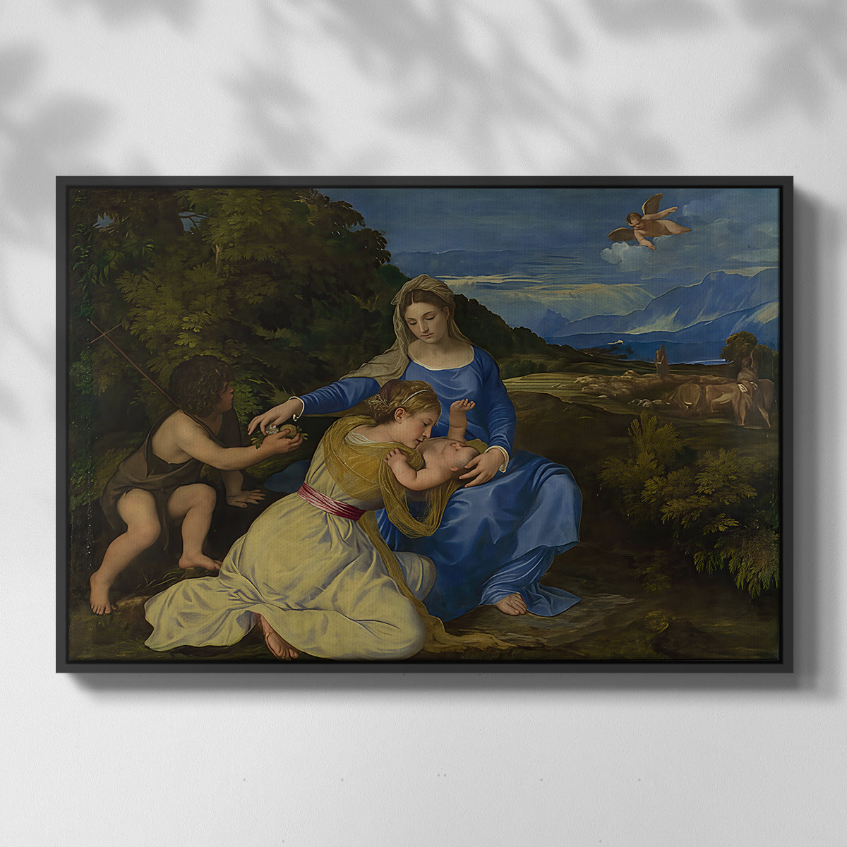 The Aldobrandini Madonna, 1532 - Floater Framed Canvas Print