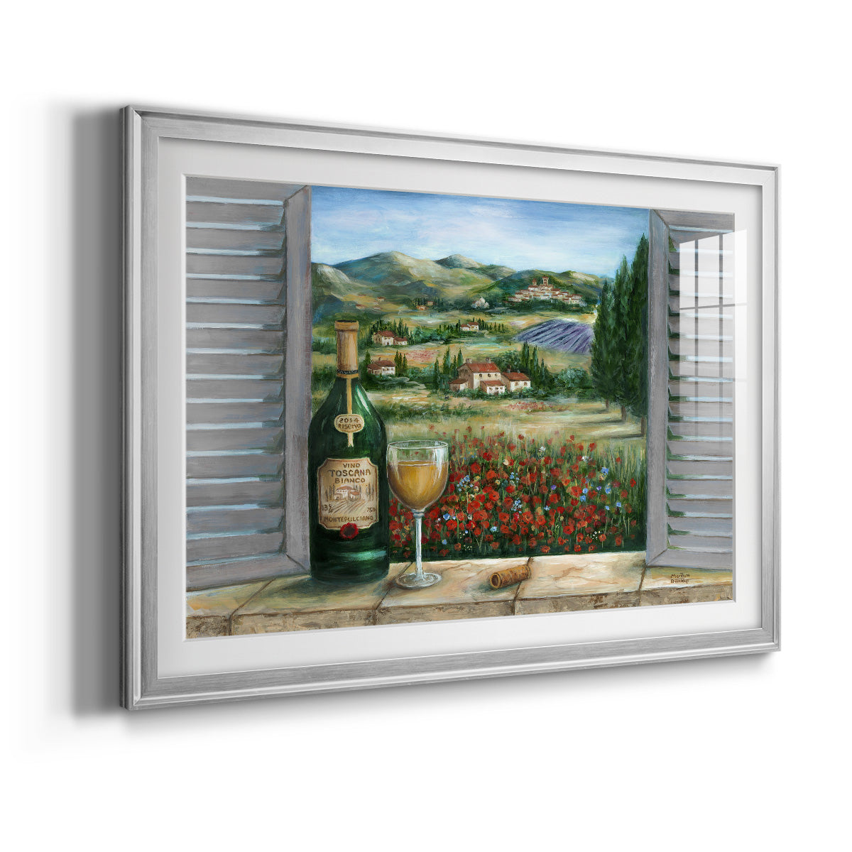 Tuscan White and Poppies Premium Framed Print - Ready to Hang