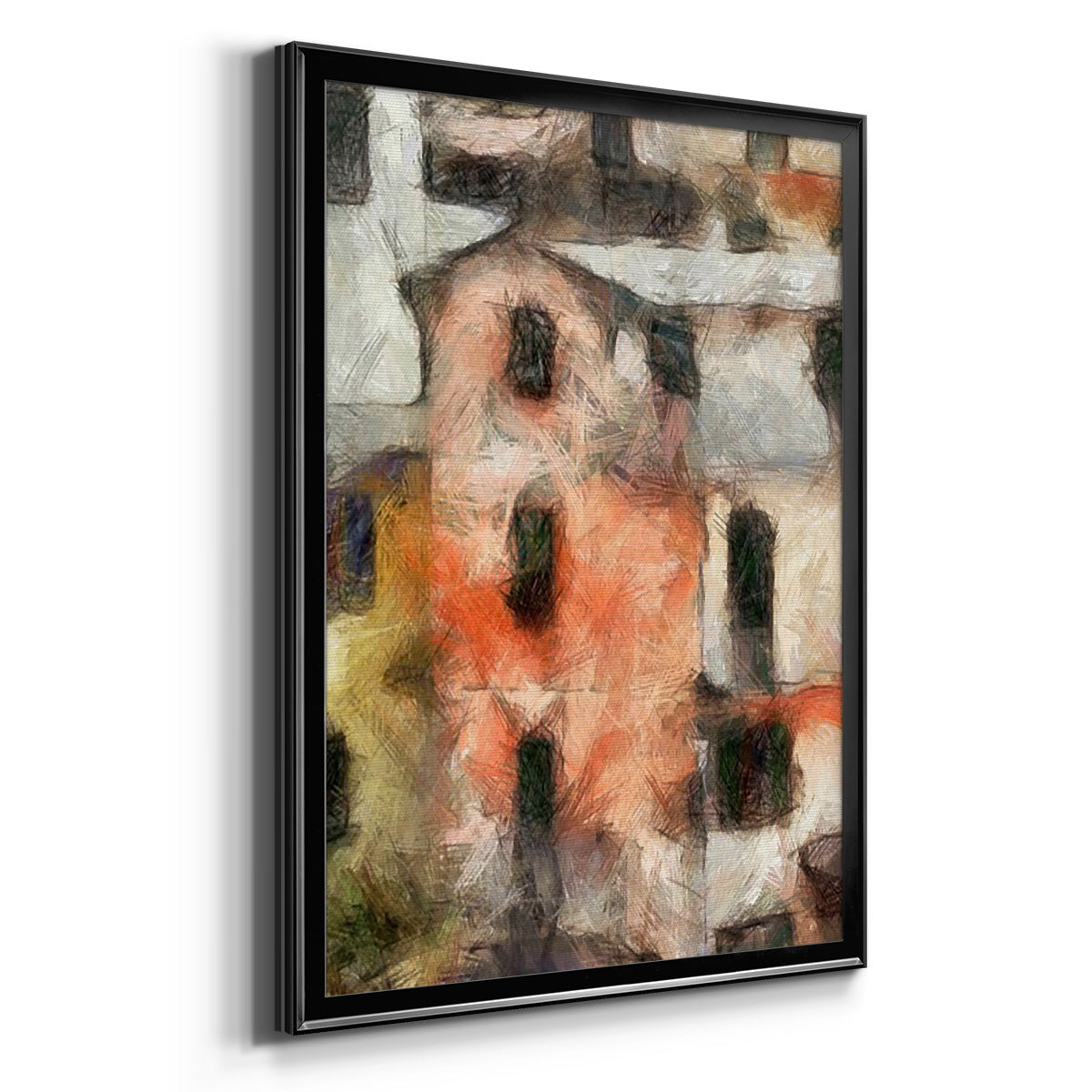 Stacked Houses IV - Modern Framed Canvas Print