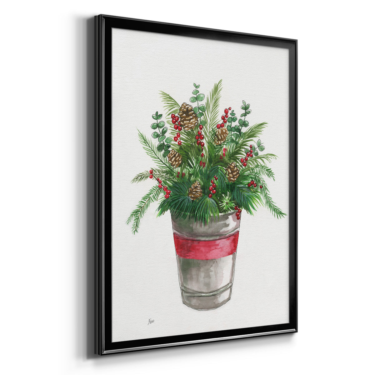 Winter Greens - Modern Framed Canvas Print