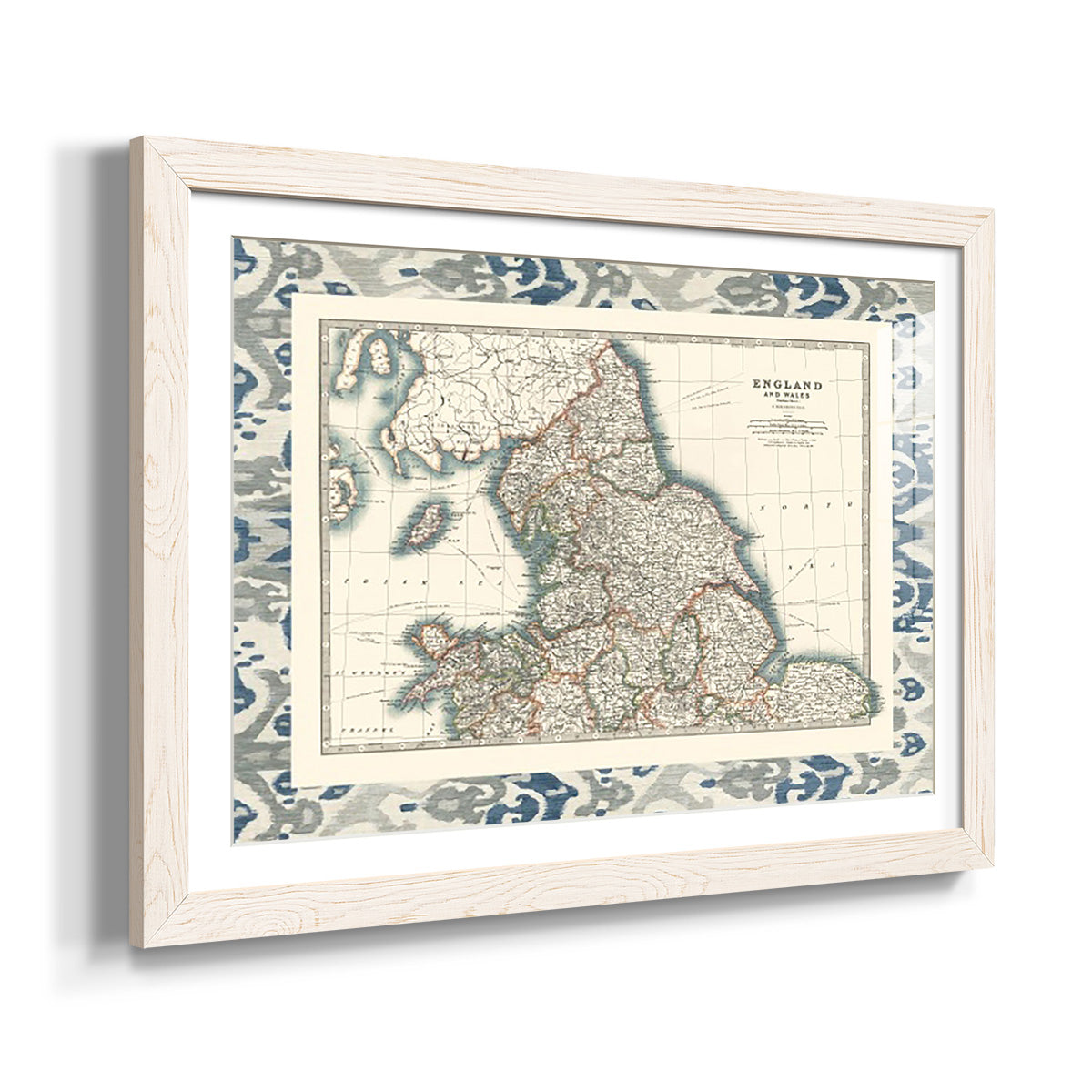 Bordered Map of England & Wales-Premium Framed Print - Ready to Hang