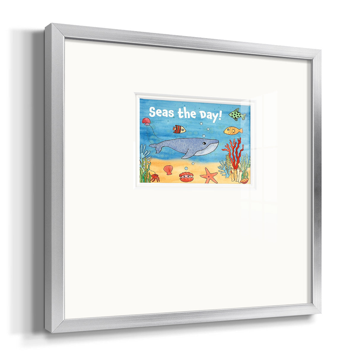 Cute Sea Creatures II Premium Framed Print Double Matboard