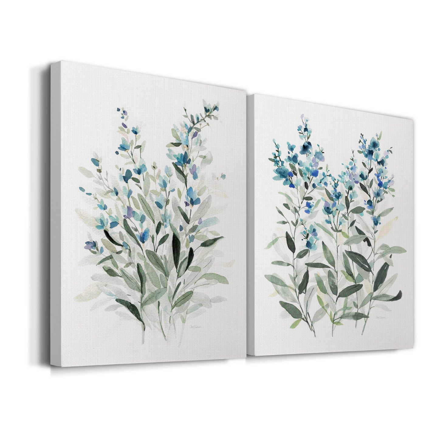 Delicate Blue Botanical I Premium Gallery Wrapped Canvas - Ready to Hang - Set of 2 - 8 x 12 Each