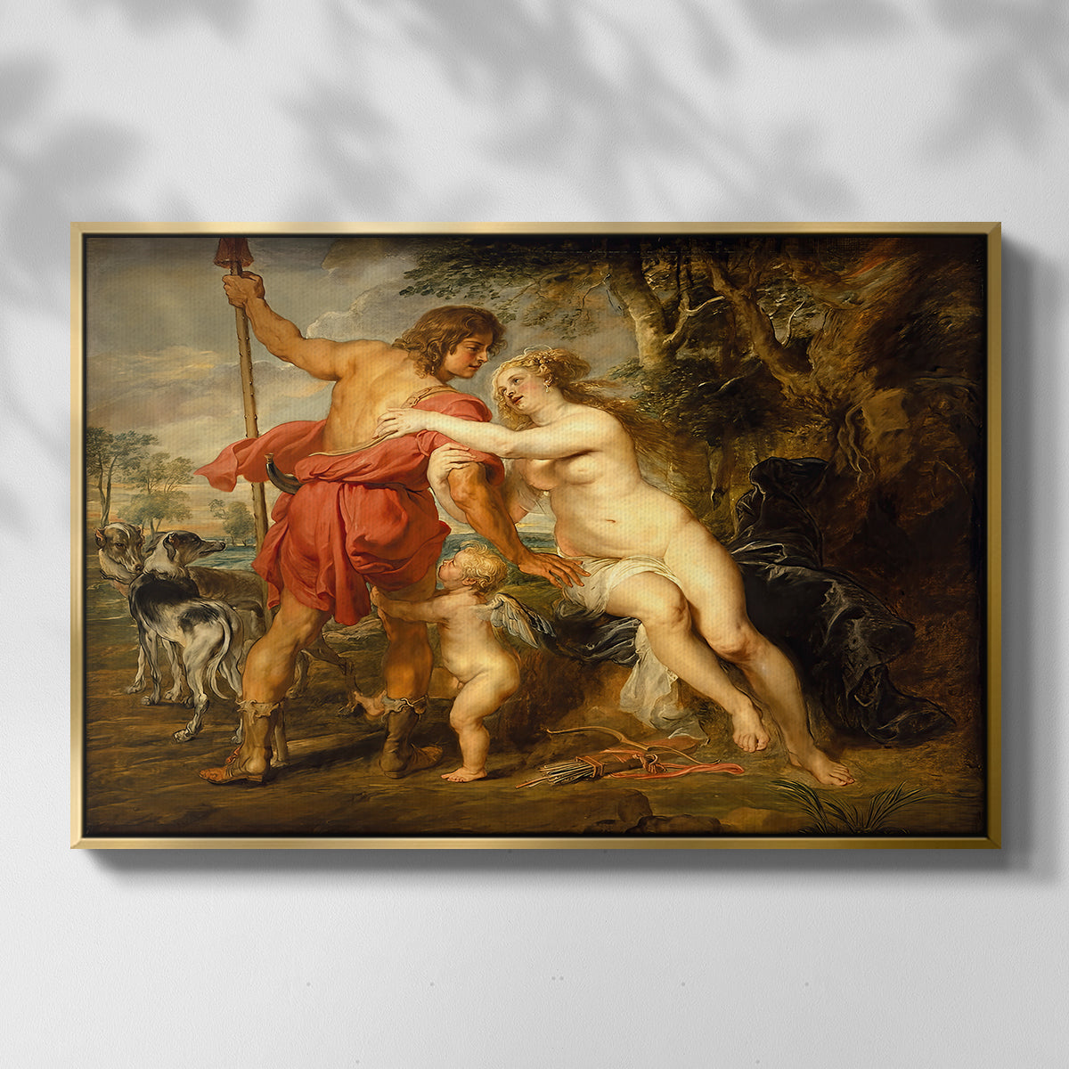 Venus and Adonis, c. 1635 - Floater Framed Canvas Print