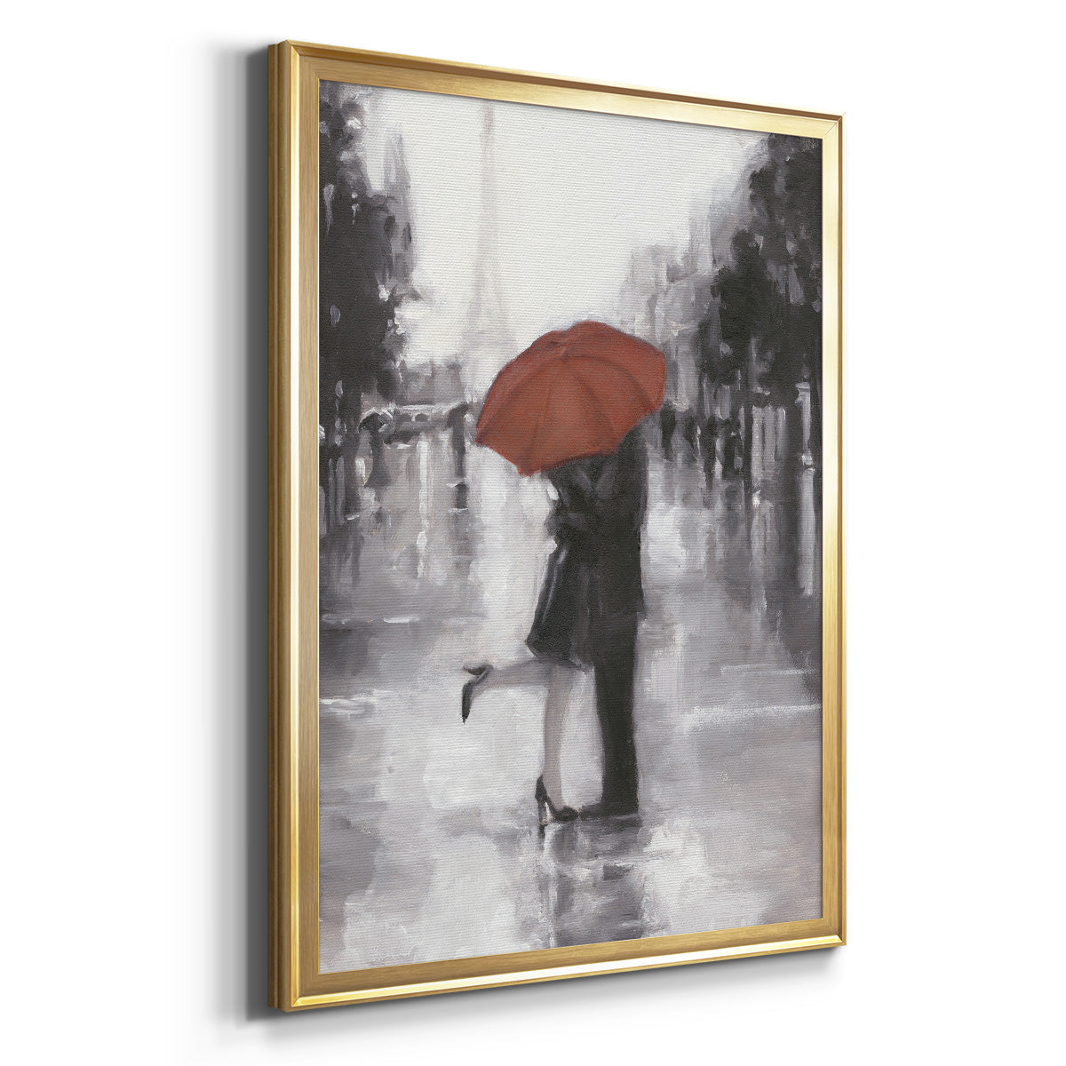 Caught in the Rain - Modern Framed Canvas Print