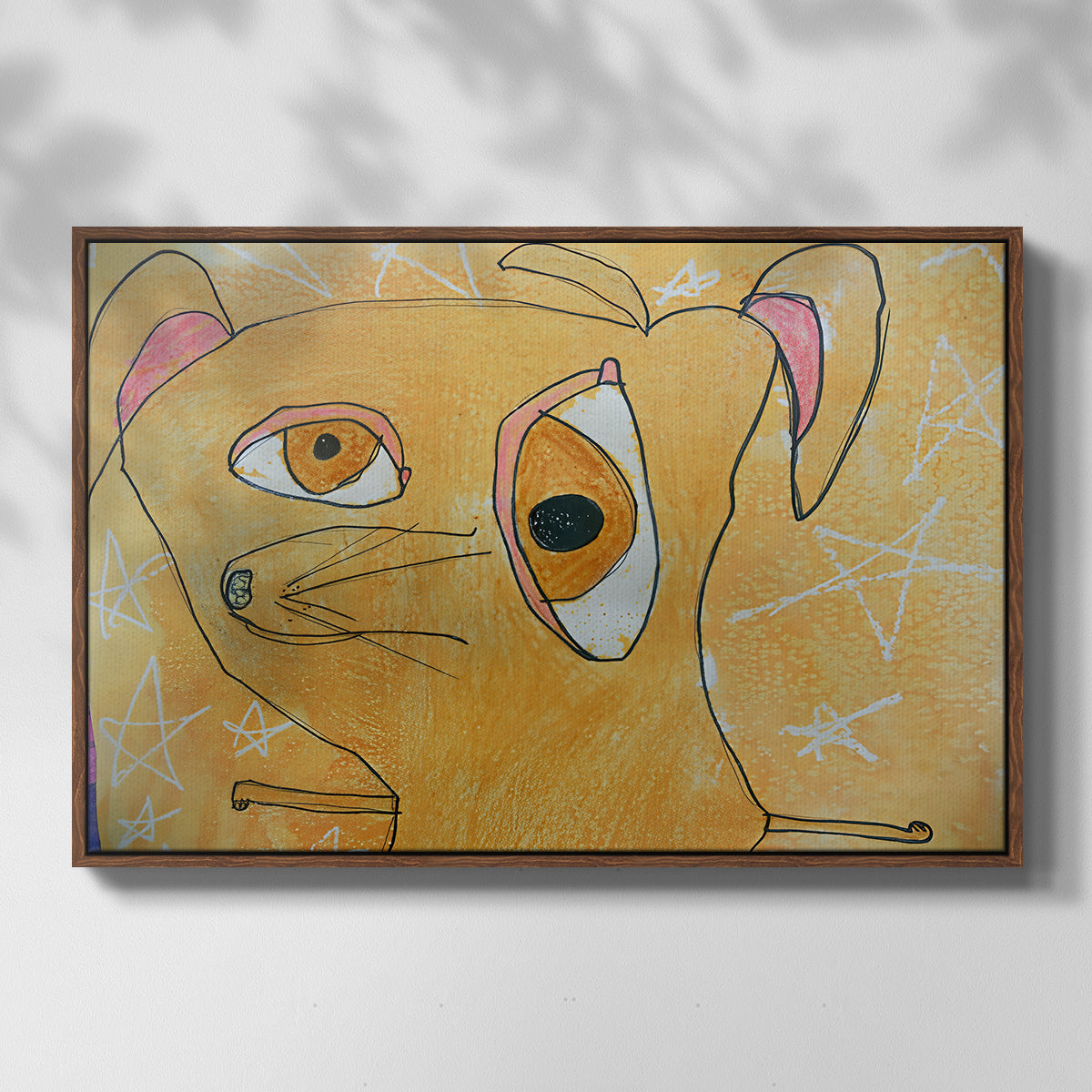 Cubist Dog with Stars (Student Art) - Floater Framed Canvas Print