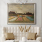 Impressionist Dutch bulb field landscape by Vincent van Gogh in an ornate champagne frame displayed in a neutral-toned interior setting.