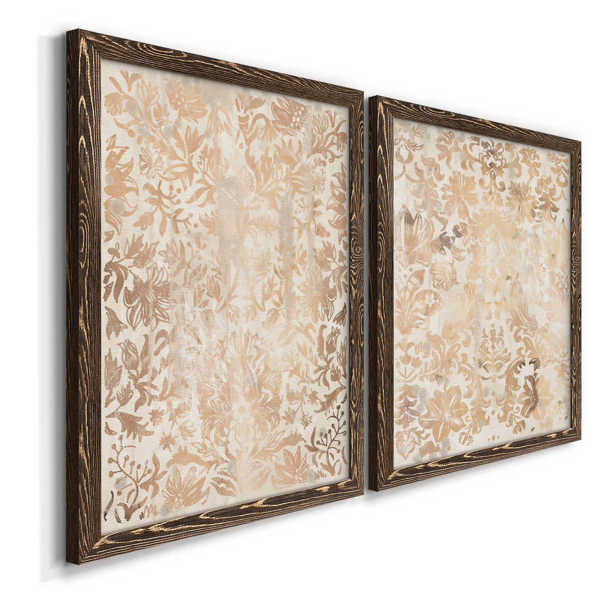 Walnut Damask I - Premium Framed Canvas 2 Piece Set - Ready to Hang