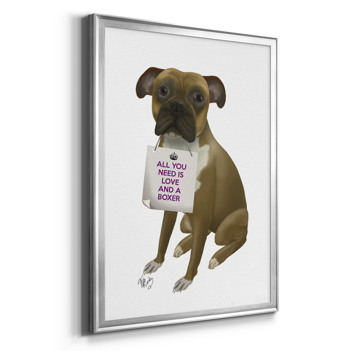 Love and Boxer - Modern Framed Canvas Print