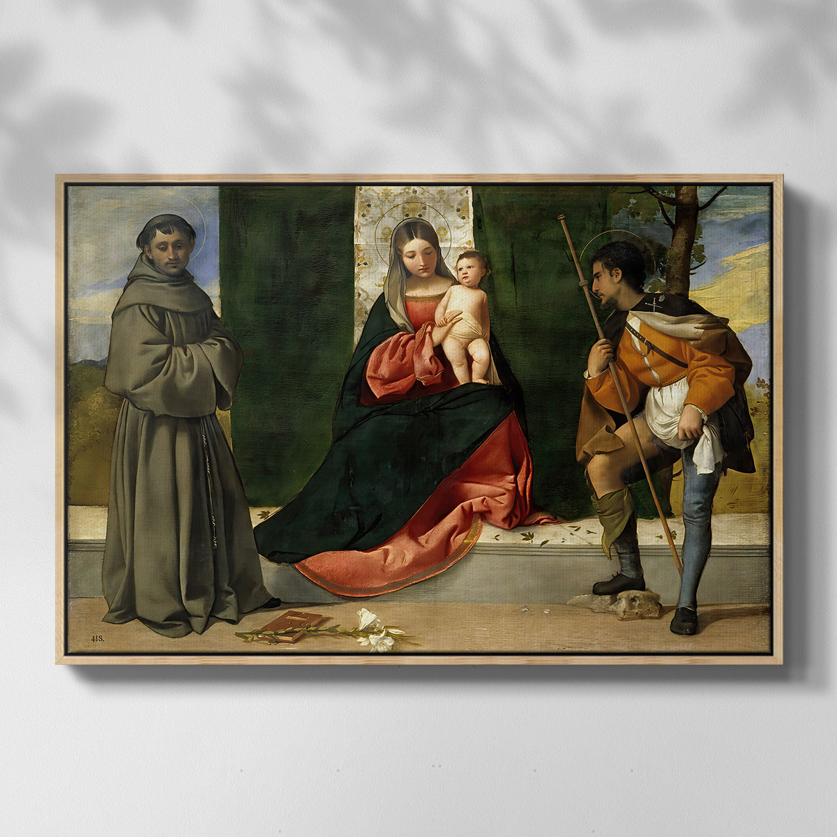Madonna and Child with Saints Anthony of Padua and Roch, c. 1510 - Floater Framed Canvas Print