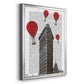 Flat Iron Building and Red Hot Air Balloons - Modern Framed Canvas Print