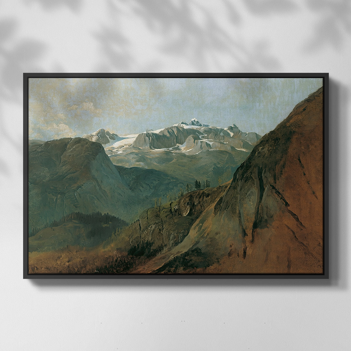 The Dachstein from the Plassen near Hallstatt, 1827 - Floater Framed Canvas Print