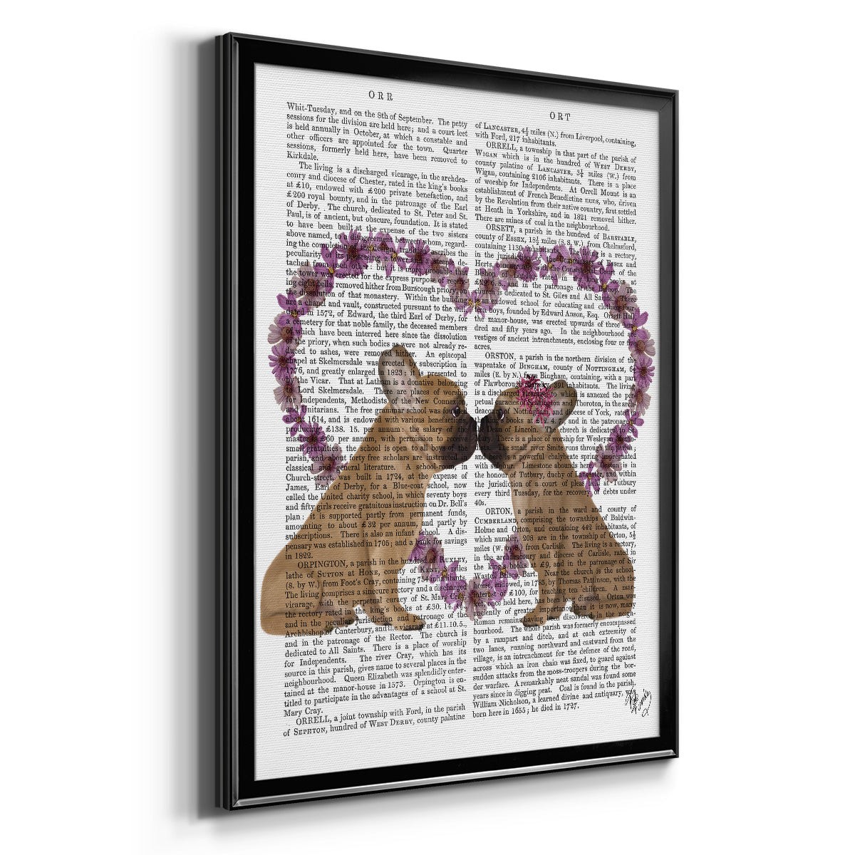 French Kiss and Flower Heart - Modern Framed Canvas Print