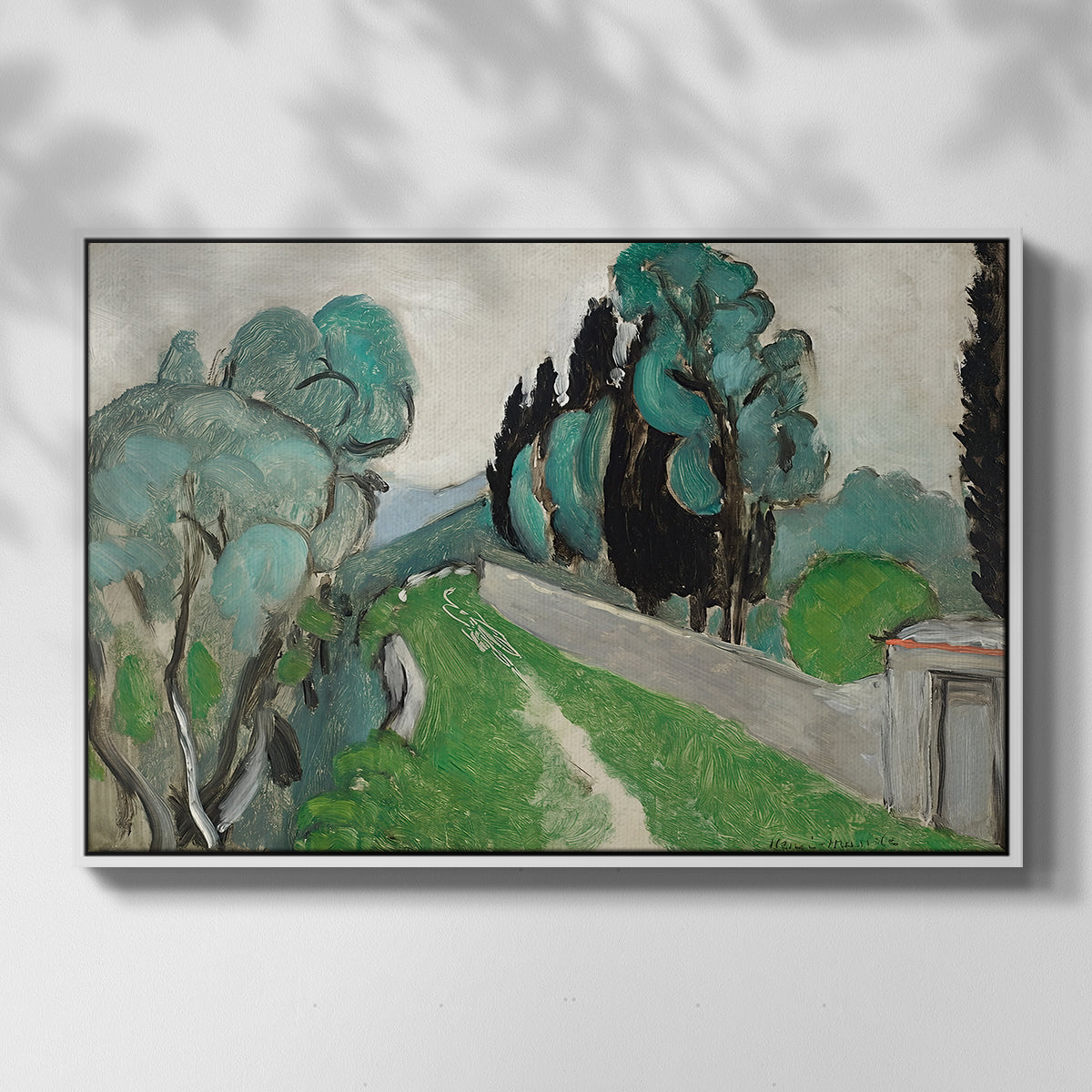 Landscape with Cypresses and Olive Trees near Nice, c. 1918 - Floater Framed Canvas Print