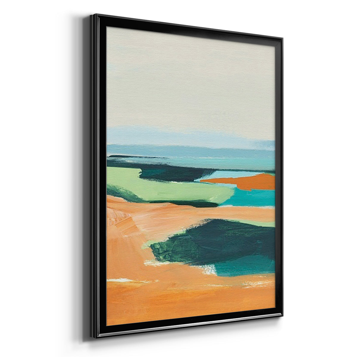 Aqua and Orange II - Modern Framed Canvas Print