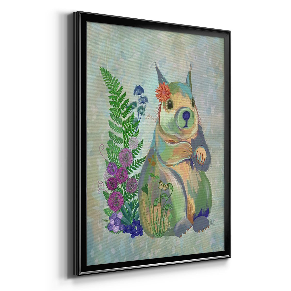 Fantastic Florals Squirrel - Modern Framed Canvas Print