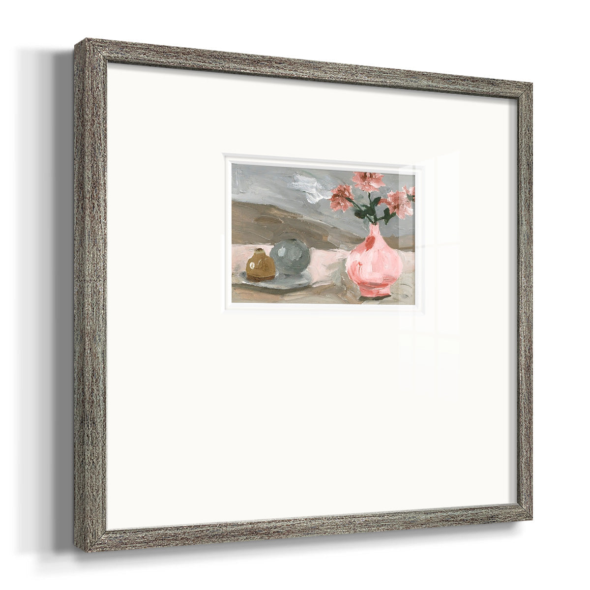 Vase of Pink Flowers VI Premium Framed Print Double Matboard