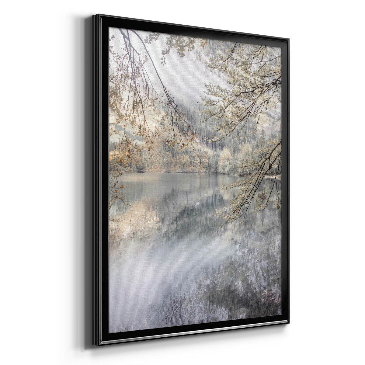 Misty Lake - Modern Framed Canvas Print