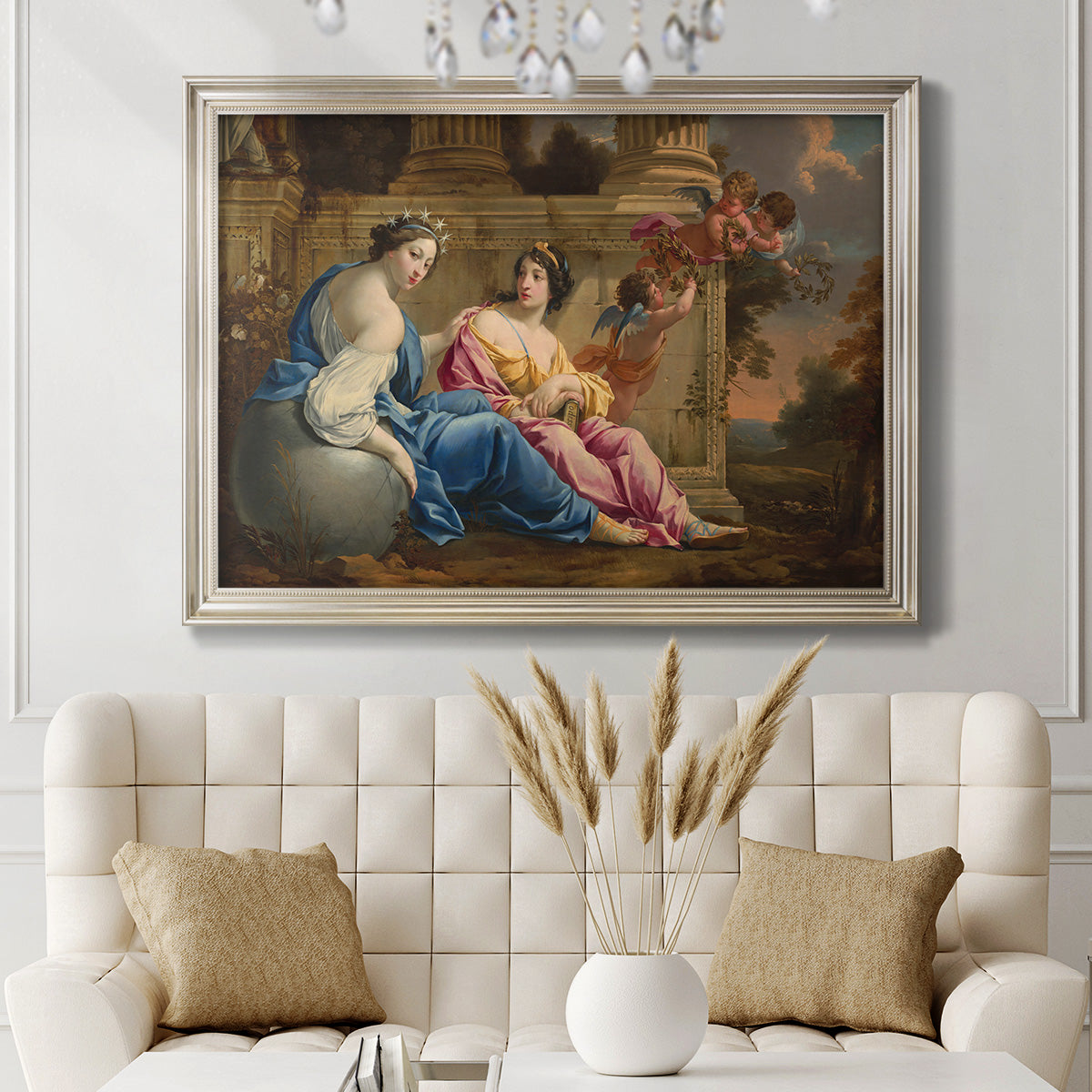 The Muses Urania and Calliope - Ornate Framed Canvas Print