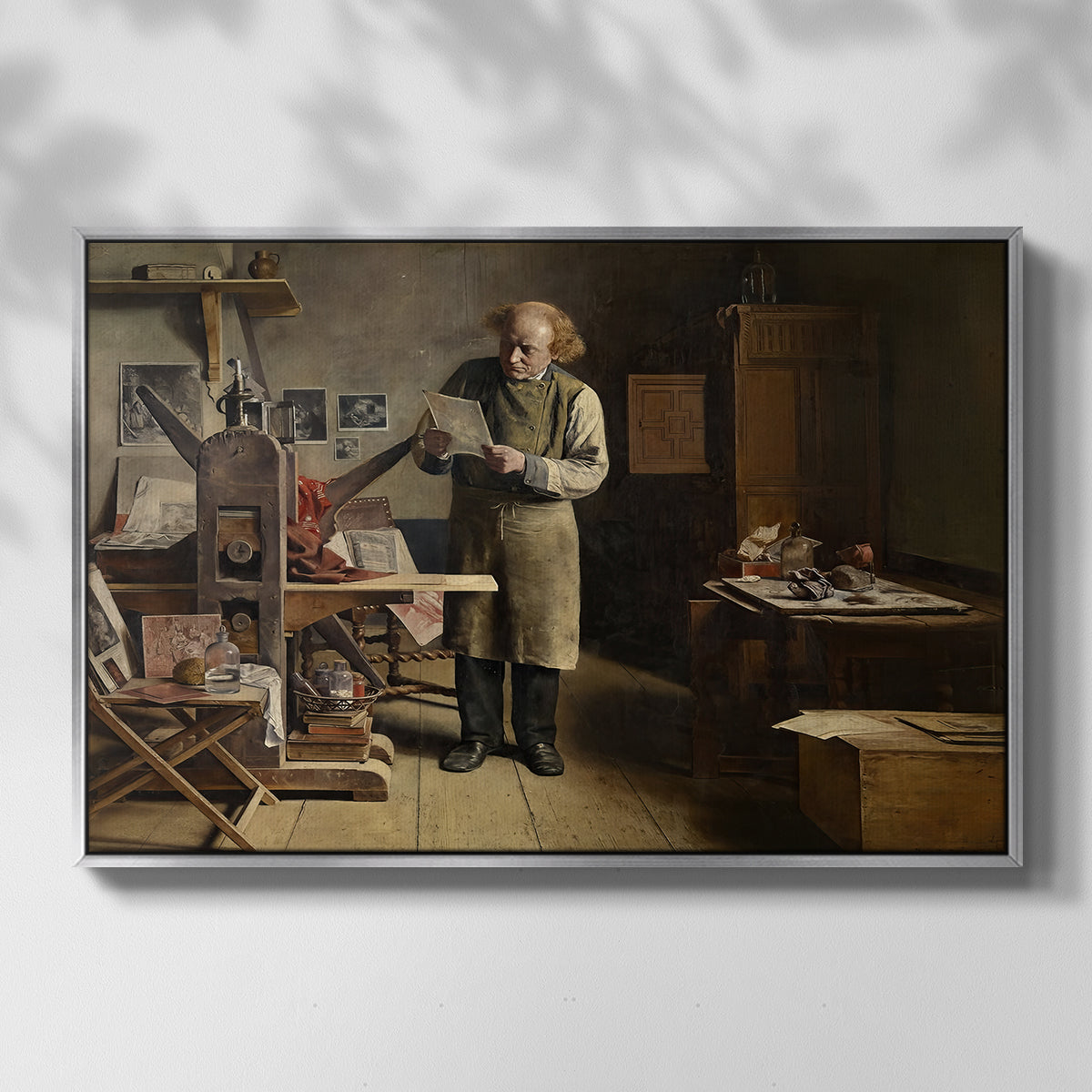 The Plate Printer, 1875 - Floater Framed Canvas Print