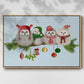 Christmas Fluffy Christmas Owls on Branch - Framed Gallery Wrapped Canvas in Floating Frame