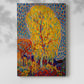 Canvas art print of a stylized nature scene with bold tones and simplified form with a soft shadow on a white background.