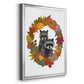 Raccoons Autumn Leaf Wreath - Modern Framed Canvas Print