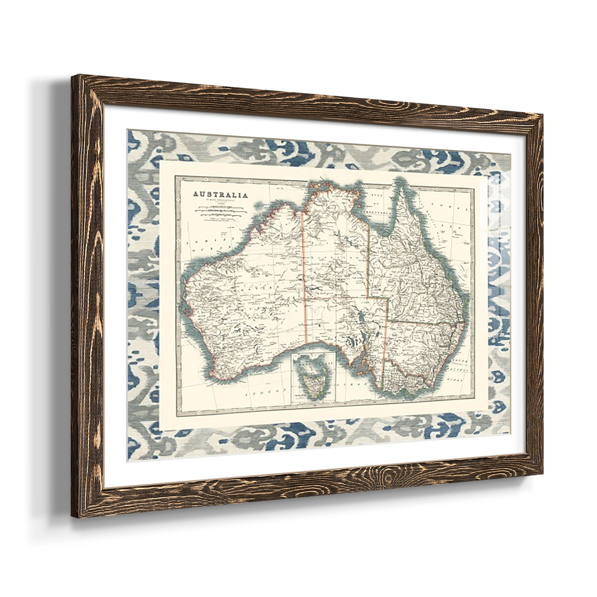 Bordered Map of Australia-Premium Framed Print - Ready to Hang