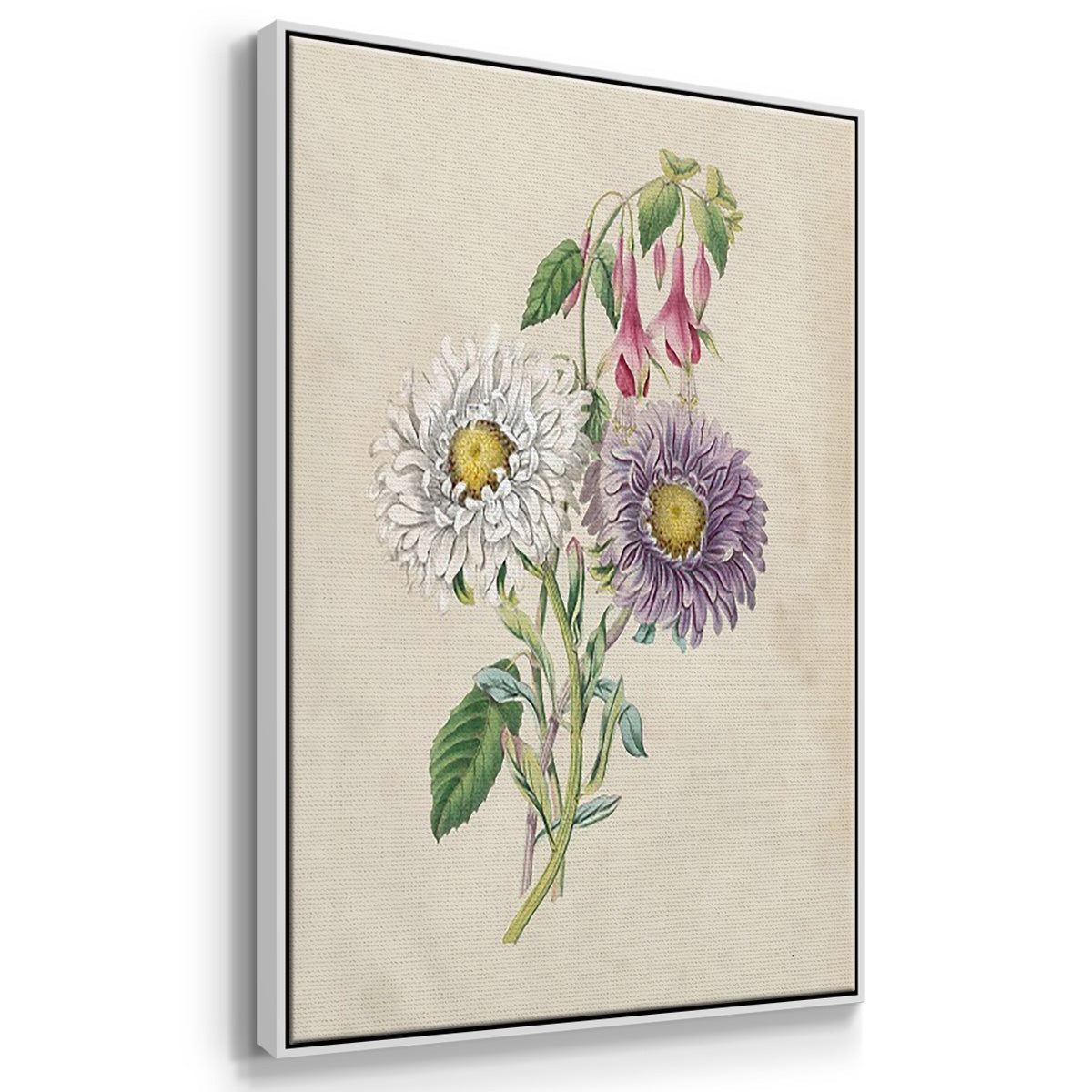 Antique Garden Bouquet I - Framed Premium Gallery Wrapped Canvas L Frame 3 Piece Set - Ready to Hang