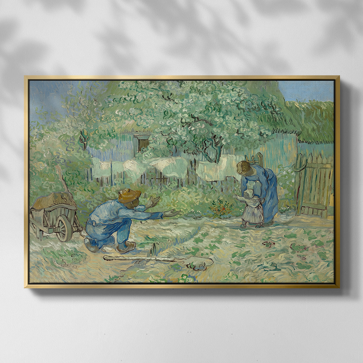 First Steps after Millet, 1890 - Floater Framed Canvas Print
