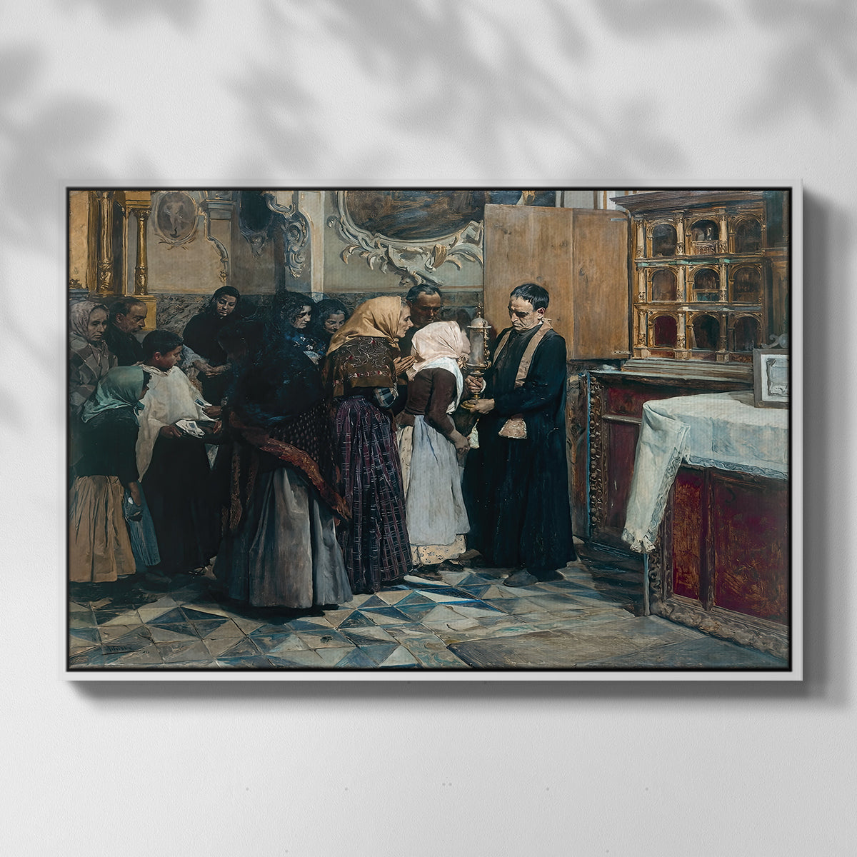 Kissing the Relic, 1893 - Floater Framed Canvas Print