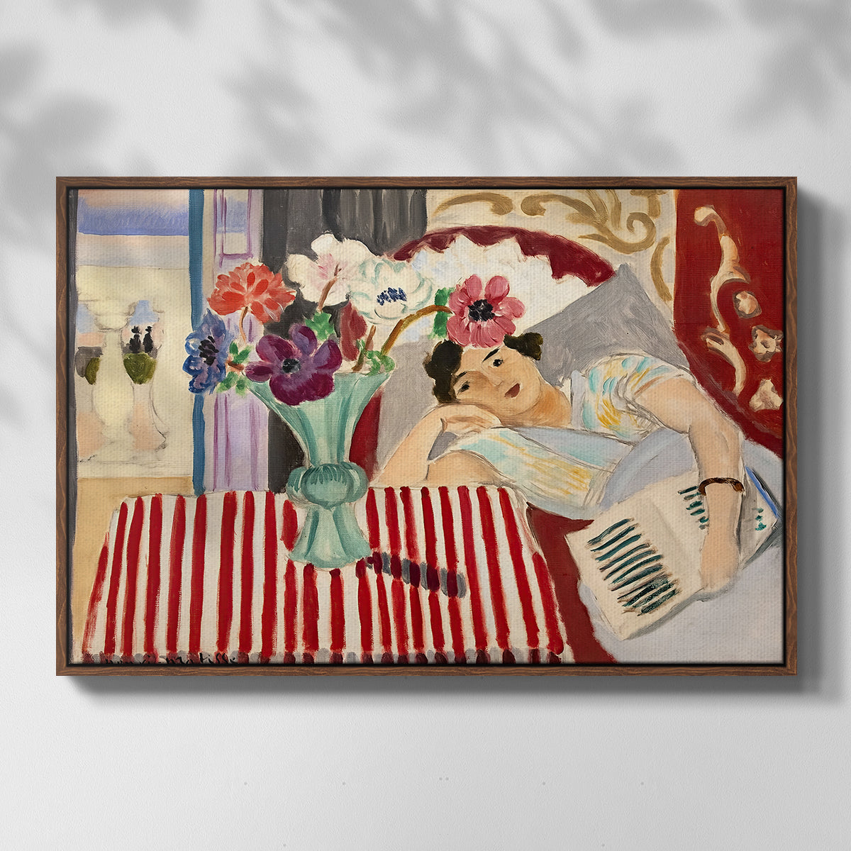 Woman with Anemones (Femme et anémones), c. 1920-1921 - Floater Framed Canvas Print