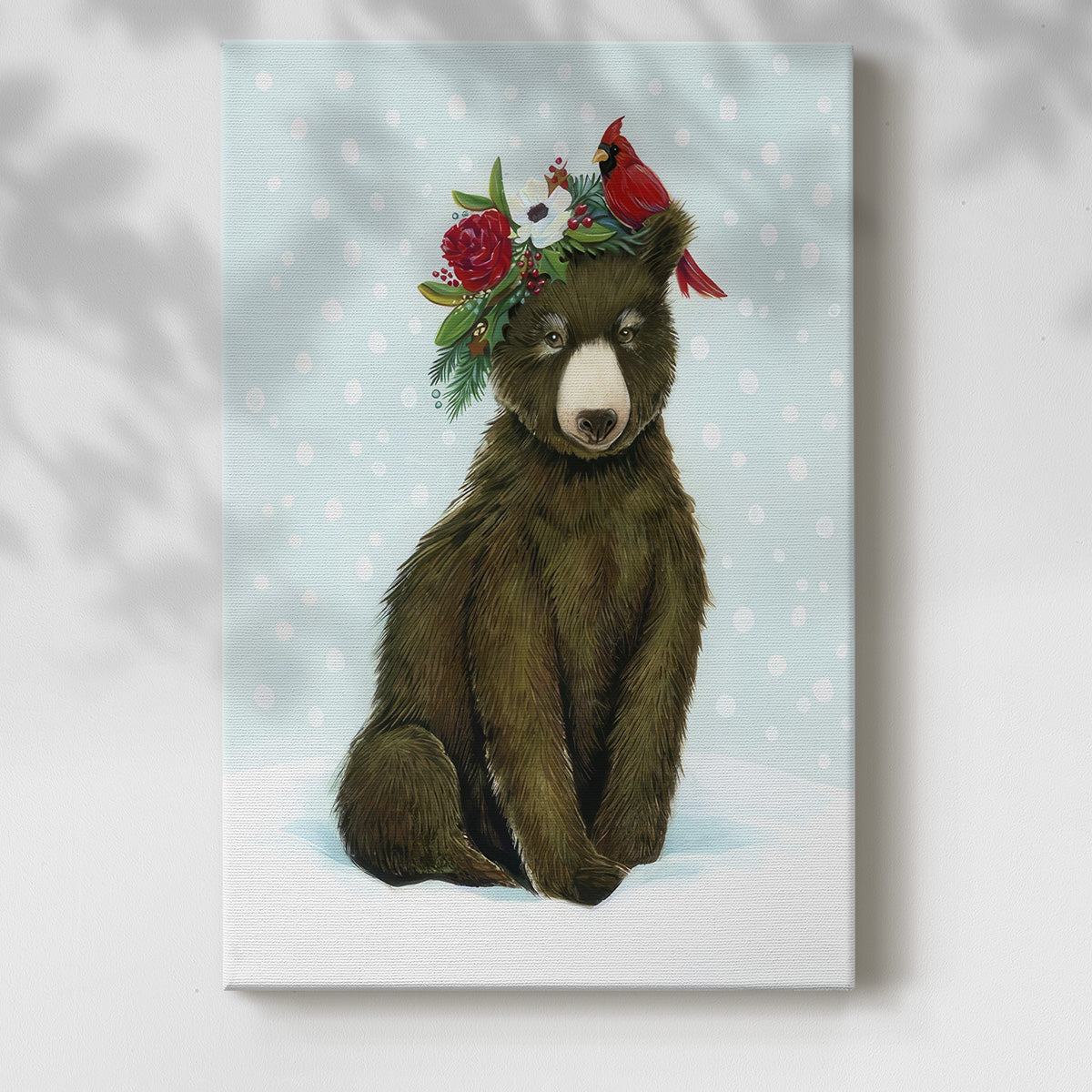 Winter Woodland Creatures with Cardinals I - Gallery Wrapped Canvas