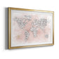 Pink Cheetah Map - Modern Framed Art Print