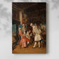 Canvas art print of a group gathered around artworks in a softly lit room with a soft shadow on a white background.