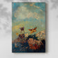 Canvas art print of a light composition with floating forms and gentle color with a soft shadow on a white background.