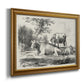 Classical pastoral landscape artwork by Nicolas Berchem printed on canvas in an ornate traditional gold frame.