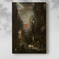 Canvas art print of a mythic struggle with dynamic forms and strong contrast with a soft shadow on a white background.