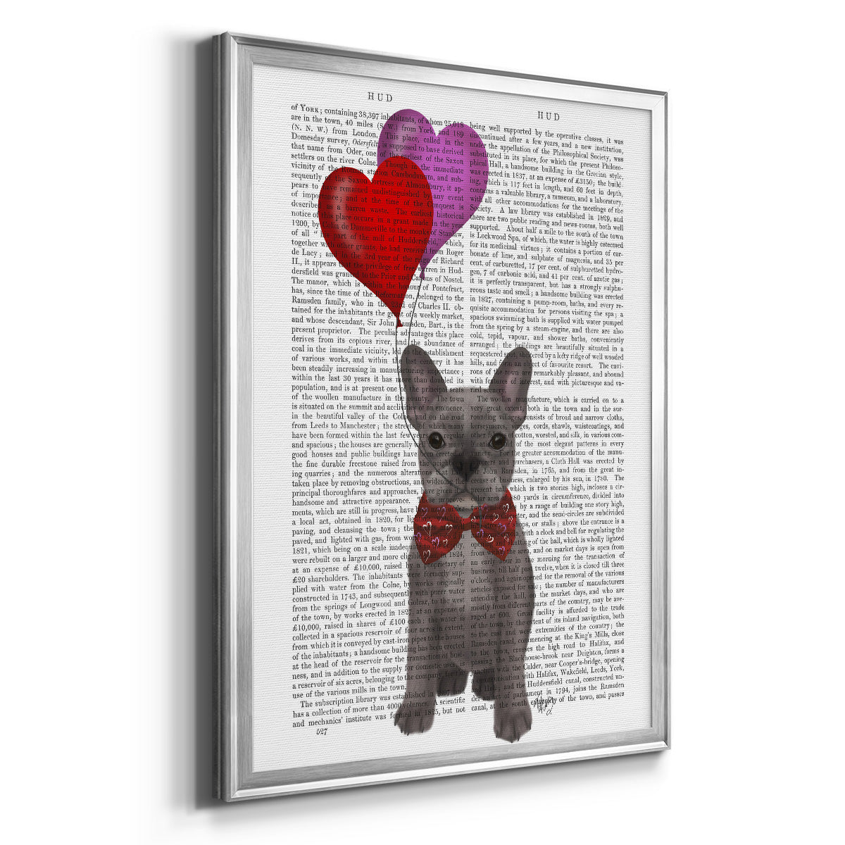 French Bulldog and Balloons - Modern Framed Canvas Print