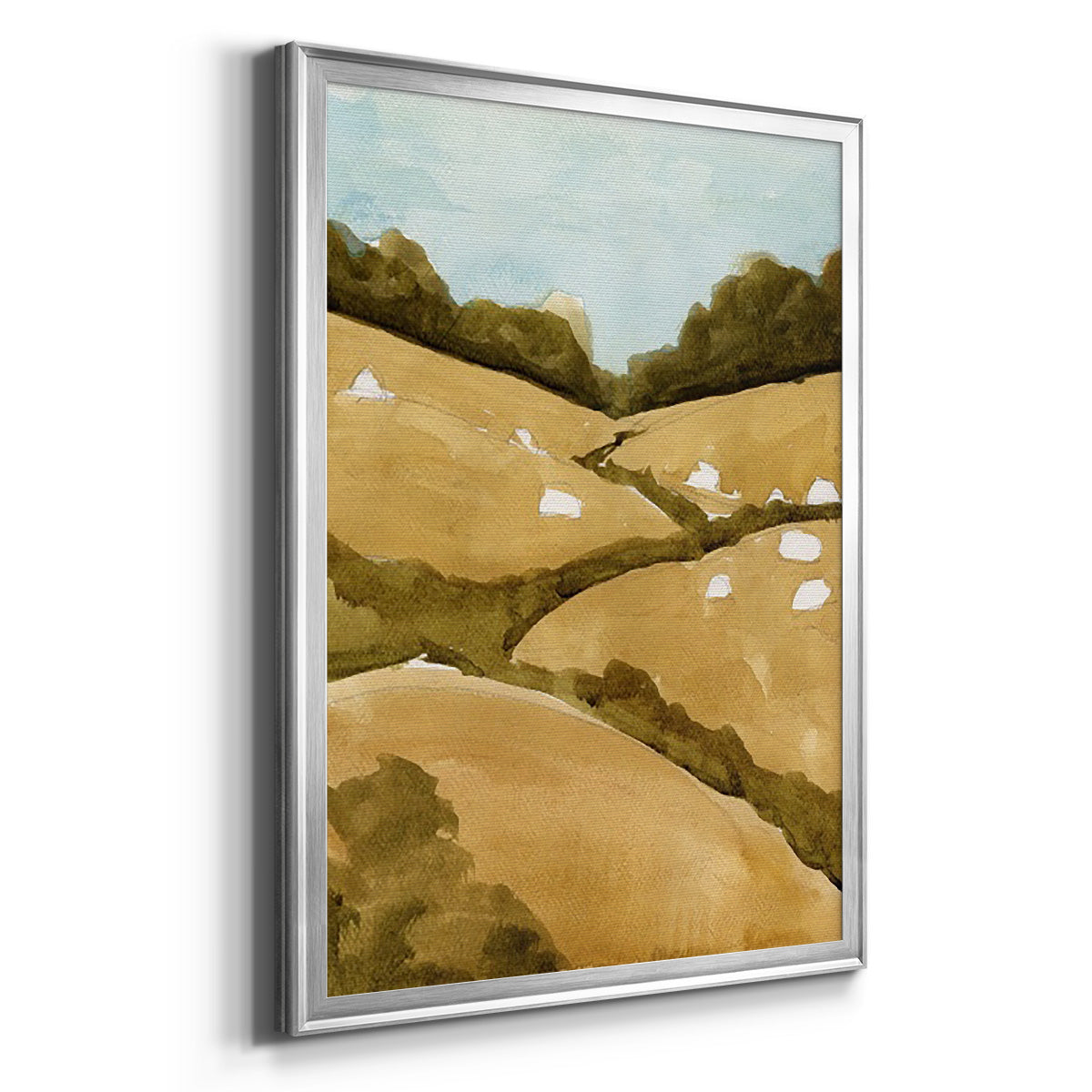 Scattered Sheep I - Modern Framed Canvas Print