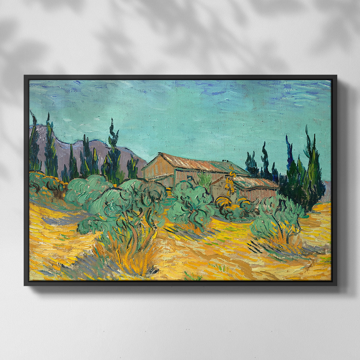 Wooden Sheds Among the Olive Trees and Cypresses, 1889 - Floater Framed Canvas Print
