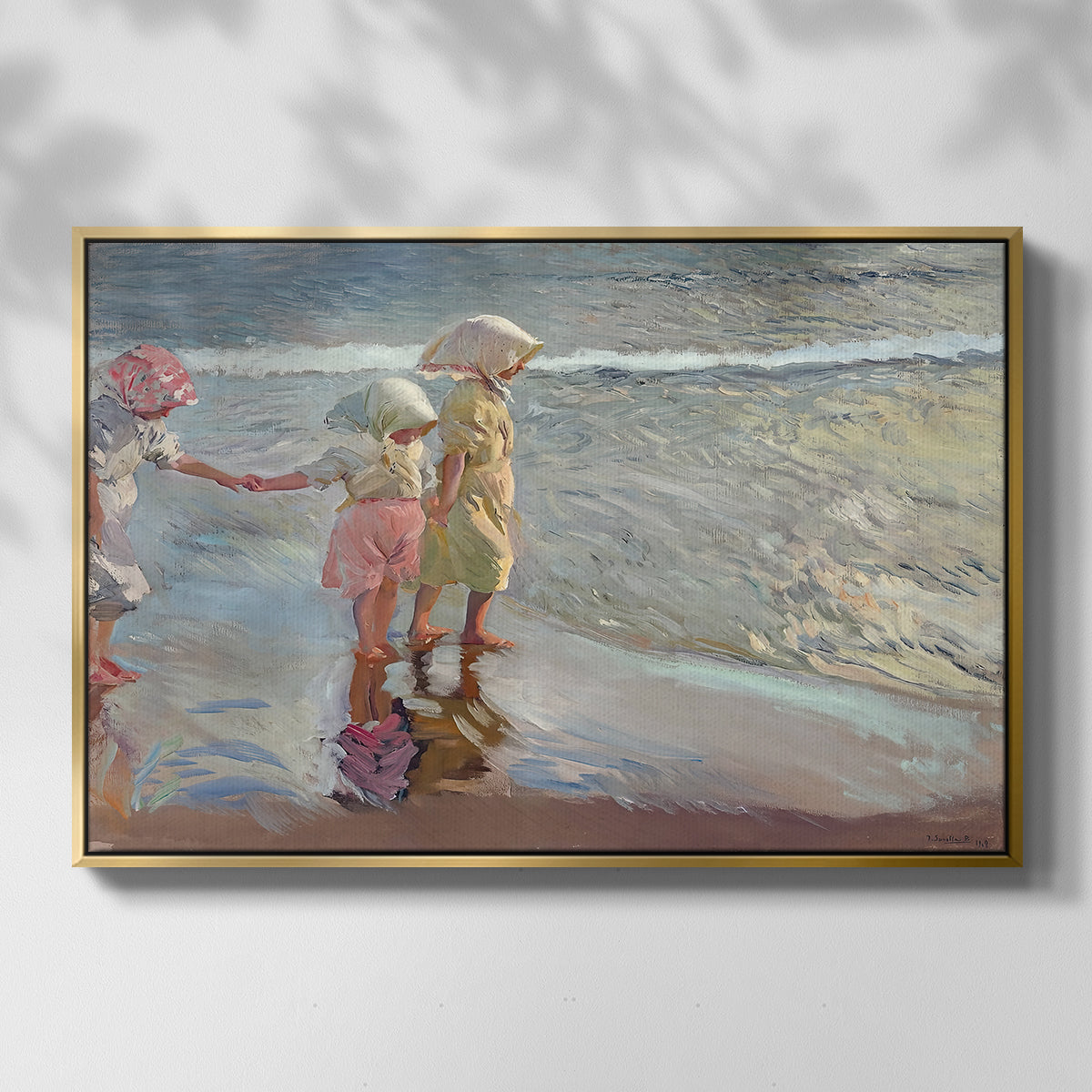 The Three Sisters on the Beach, 1908 - Floater Framed Canvas Print