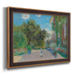 Impressionist residential landscape at Argenteuil by Claude Monet printed on canvas in an ornate bronzed mahogany wood frame.