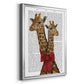 Giraffes and Bow - Modern Framed Canvas Print