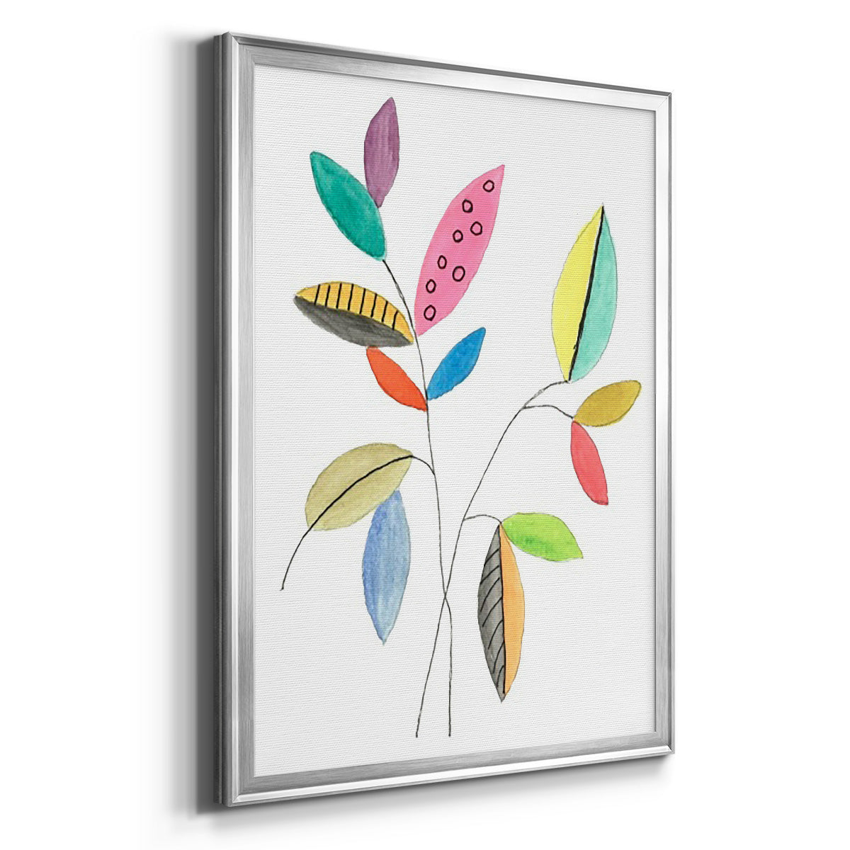 Color Pop Leaves III - Modern Framed Canvas Print