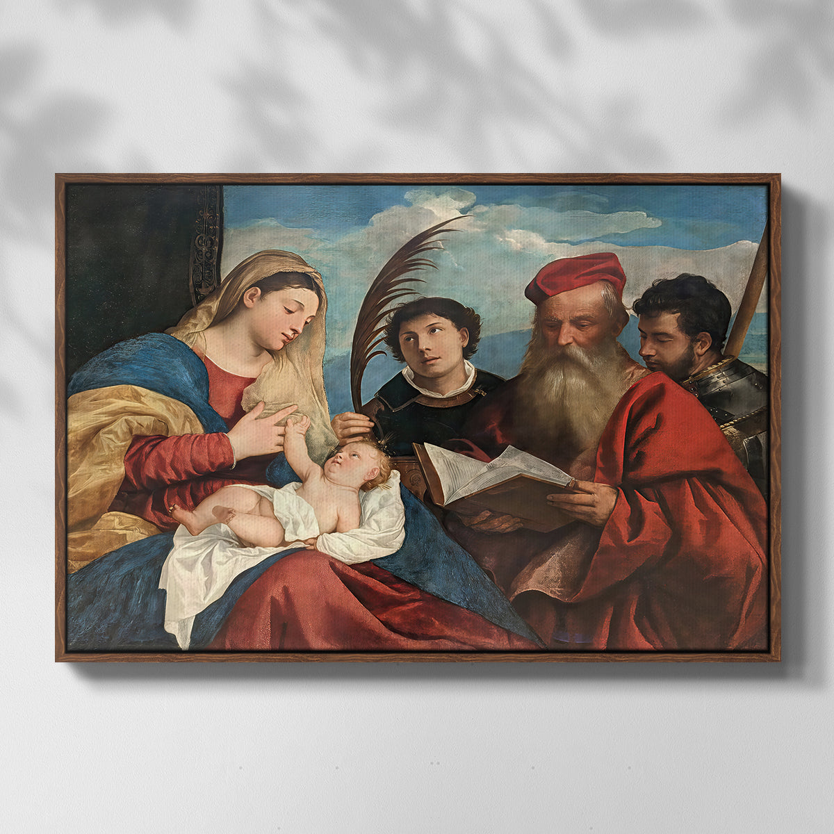 Mary and Child with Saints Stephen, Jerome and Maurice, c. 1510 - Floater Framed Canvas Print