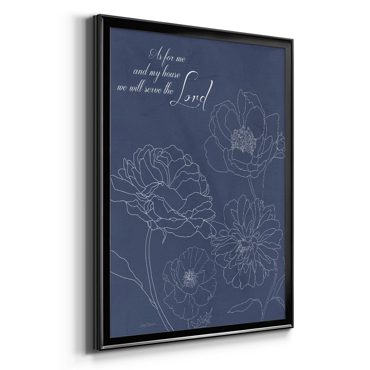 Serve the Lord Floral Sketch - Modern Framed Canvas Print