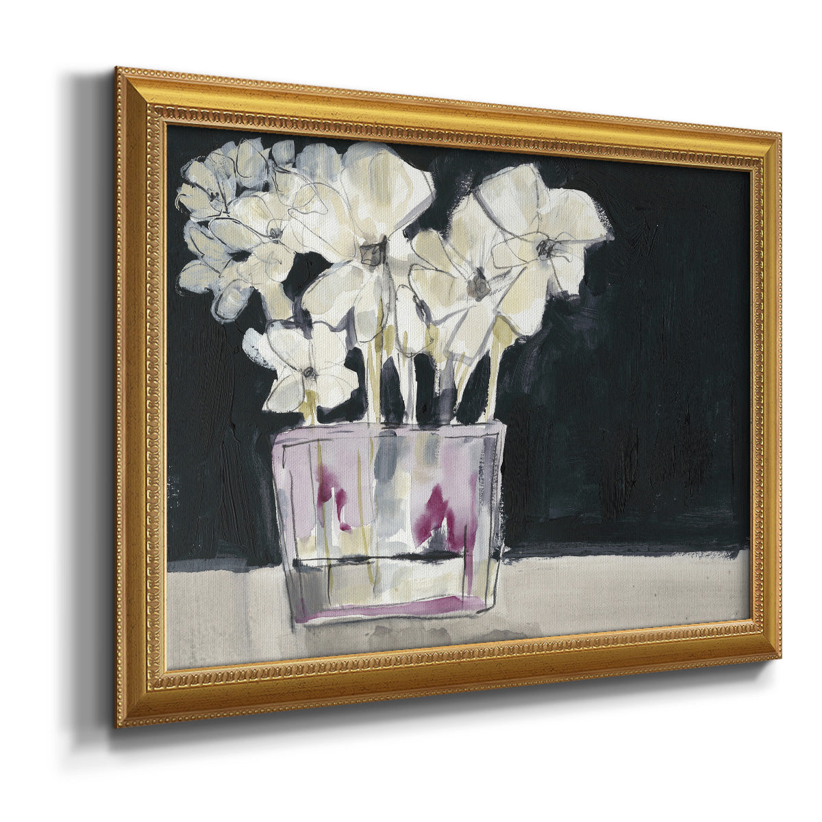 White Flowers in Fuchsia II Premium Framed Canvas- Ready to Hang