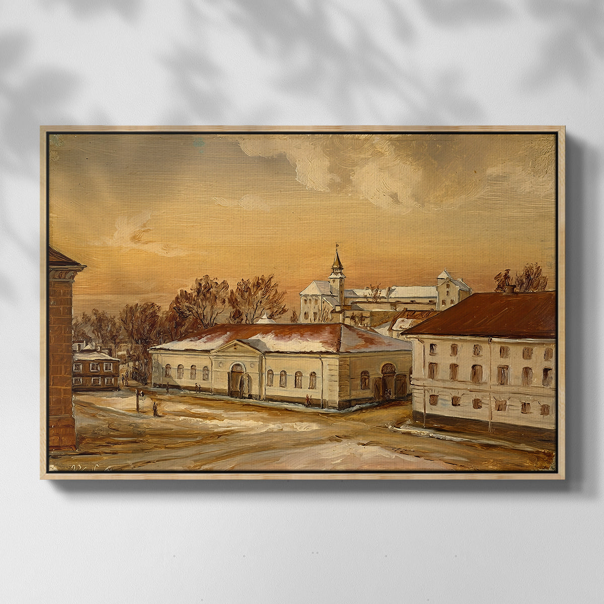 The Riding School at Akershus Castle, 1846 - Floater Framed Canvas Print